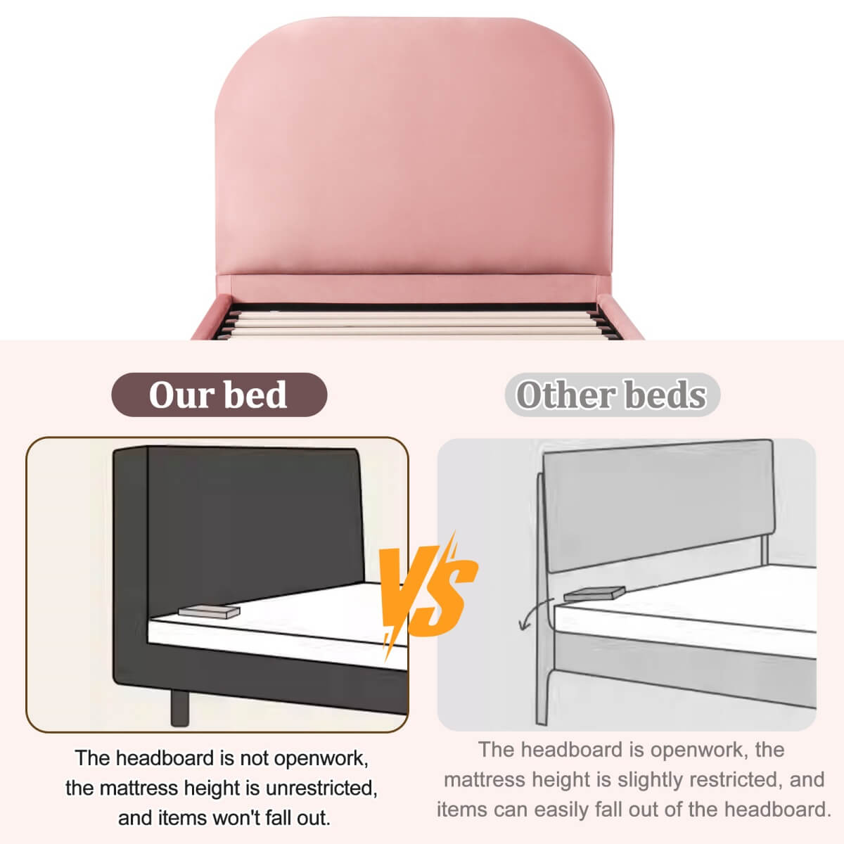 3FT Single Upholstered Velvet Bed - Hydraulic Storage with Headboard