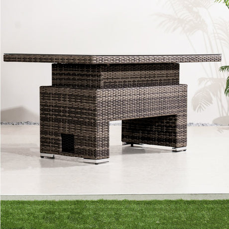🌿 Outdoor Rattan Lift-Top Coffee Table (140×80cm)