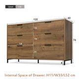 Sideboard Cabinet with 6 Drawers - Dark Oak Storage Unit