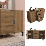 Sideboard Cabinet with 2 Doors and 3 Drawers - Storage Unit with Adjustable Shelf