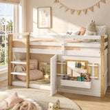 3ft Single Kids Loft Bed with Ladder - Multifunctional Wooden Bed Frame with Under-Bed Play Area, White