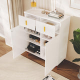 Modern Sideboard Cabinet and Shoe Storage Unit with Drawers - Adjustable Shelves, Decorative Panels and Gold Effect Accents