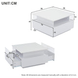 Coffee Table with Storage, Modern LED, White Wood and Acrylic Glass