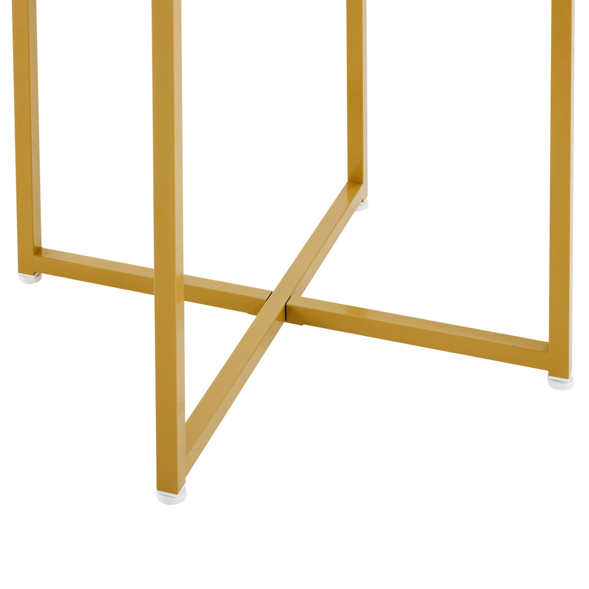 Dining Room Table Set with Four Chairs, MDF Tabletop, Gold-Plated Iron Frame, Velvet Chair, White