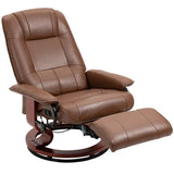 Faux Leather Armchair, 145?? Reclining Back and Footrest - Brown