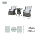 3 Piece Rattan Bistro Set - Round Outdoor Garden Table and Chairs