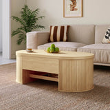 Lift-Top Coffee Table with Curved Wood Design - Extendable Storage Centre Table for Living Room
