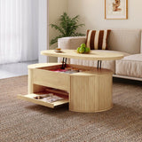 Lift-Top Coffee Table with Curved Wood Design - Extendable Storage Centre Table for Living Room