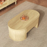 Lift-Top Coffee Table with Curved Wood Design - Extendable Storage Centre Table for Living Room