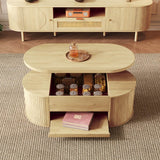 Lift-Top Coffee Table with Curved Wood Design - Extendable Storage Centre Table for Living Room