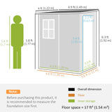 4'x5' Garden Storage Shed with Window, Vent, Plastic Roof, Grey
