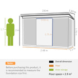 Metal Shed 8.5 x 4ft, Lightsky Panels, Double Doors, Green