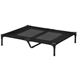 Raised Dog Bed, Elevated Cooling Portable Camping Pet Cot, Black Metal Frame