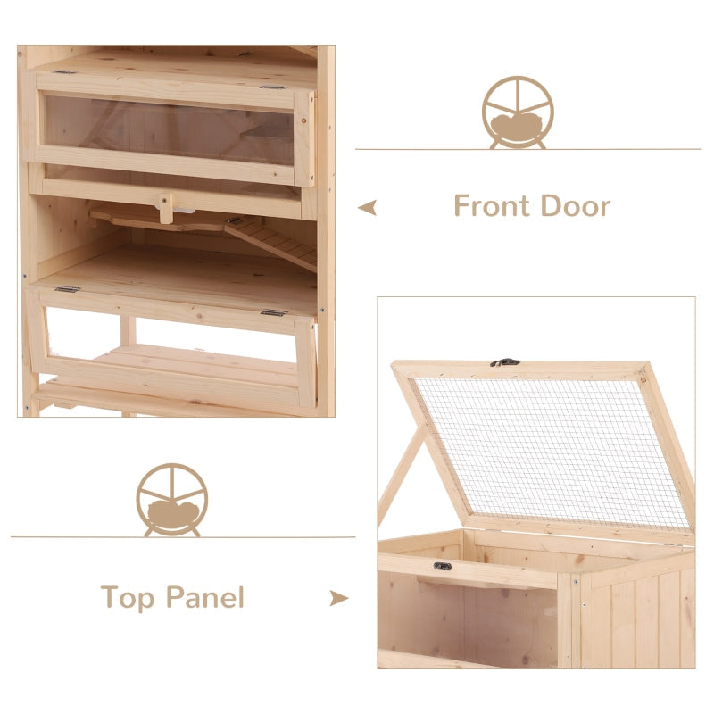 Hamster Cage, Large 4 Layers with Tall Bottom & Storage Shelf, Wooden