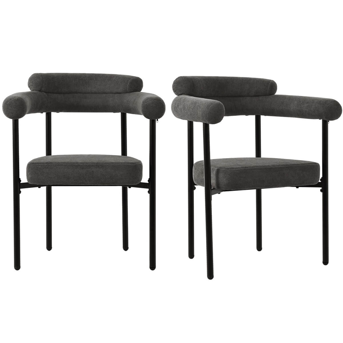 Set of 2 Modern Velvet Dining Chairs with Armrests - Upholstered Kitchen & Dining Chairs