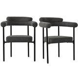 Set of 2 Modern Velvet Dining Chairs with Armrests - Upholstered Kitchen & Dining Chairs