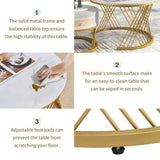 White Coffee Table with Metal Legs – Sturdy Modern Dining or Breakfast Table