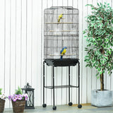 Bird Cage with Stand Wheels Slide-out Tray Storage Shelf, Black