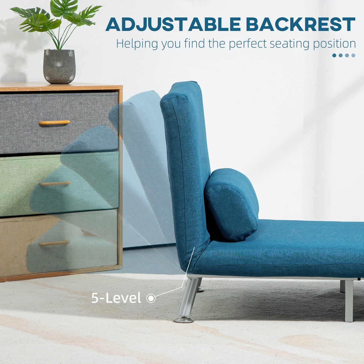 Single Sleeper Chair - Linen-Look, Blue