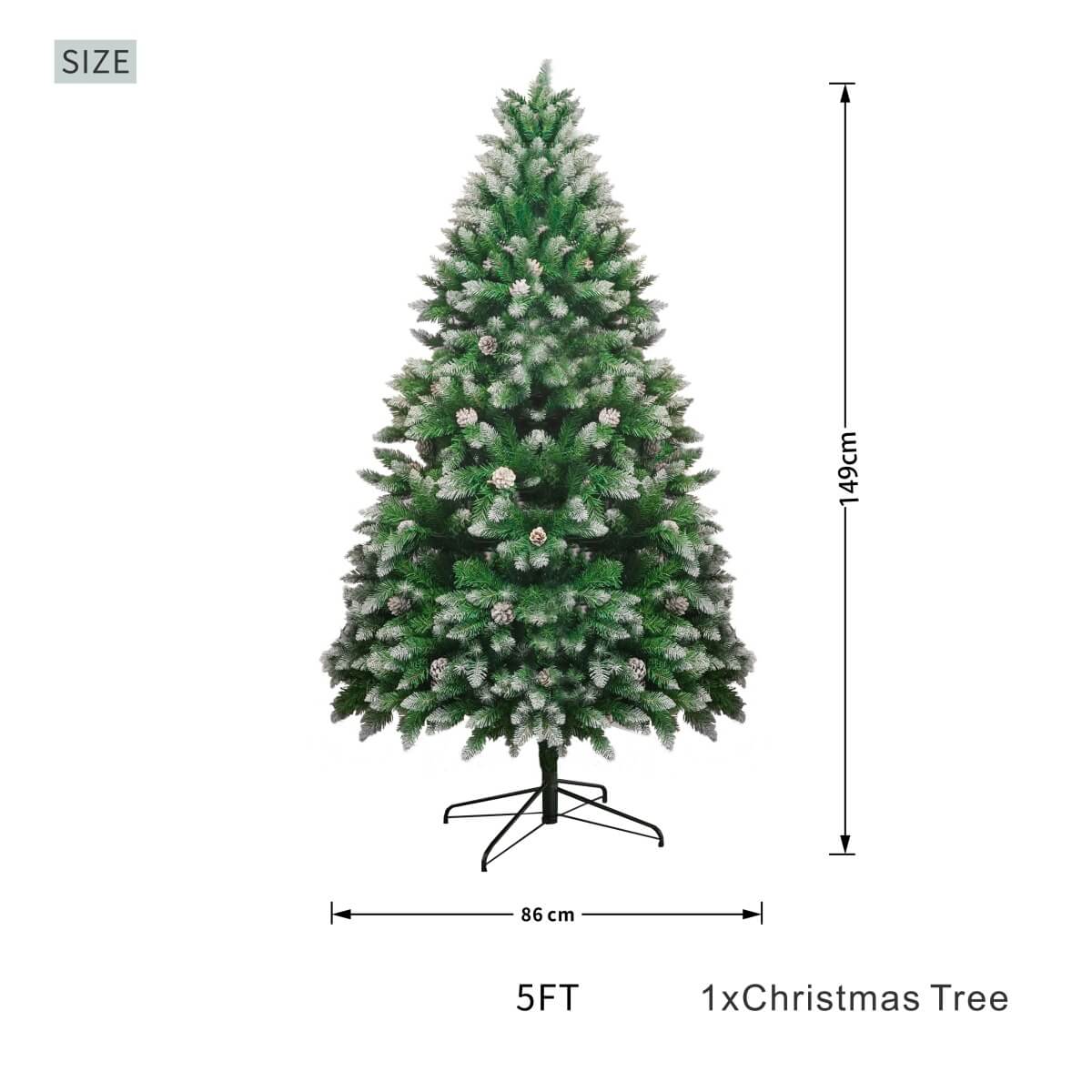 Snow-Flocked Artificial Christmas Tree with Pine Cones - Realistic Green Xmas Tree for Indoor Home Decoration