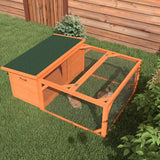Rabbit Hutch Outdoor Guinea Pig Hutch with Run, Openable Roof, Orange