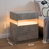 LED Nightstands: Acrylic Board, End Table with 3 Drawer Dresser (Gray)