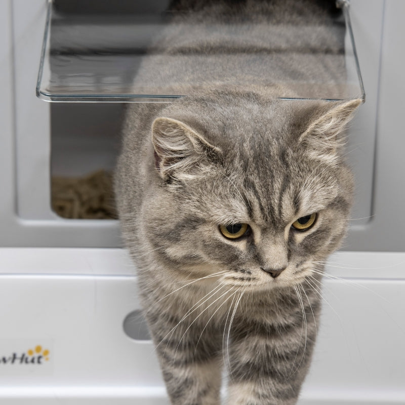 Hooded Cat Litter Box, Portable, Front Entry, Grey