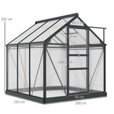 Polycarbonate Greenhouse 6x6ft, Walk-In with Slide Door & Window, Grey