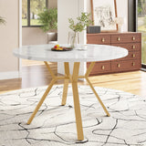 Modern and sleek round marble dining table (diameter 1 m)