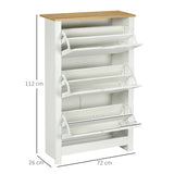 Slim Shoe Cabinet with 3 Flip Drawers, Adjustable Shelves for 18 Pairs, White