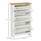 Slim Shoe Cabinet, Narrow Shoe Cupboard with 3 Flip Drawers, Adjustable Shelves for 18 Pairs of Shoes for Hallway, White