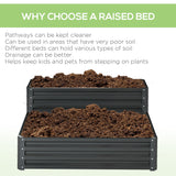 2 Tier Raised Garden Bed, Galvanised Planter Box for Vegetables Flowers Herbs, Dark Grey
