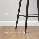 Velvet-Feel Bar Stools - Set of Two, Grey