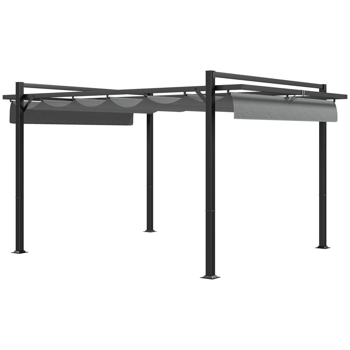 3 x 4m Retractable Pergola Garden Gazebo, Dark Grey Aluminium Frame