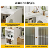 360° Rotating Kitchen Bar Cabinet - Modern White Storage Unit with Glass Door