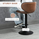 Bar Stool Set of 2, Adjustable Height Armless with Swivel Seat, Microfiber Cloth, Brown