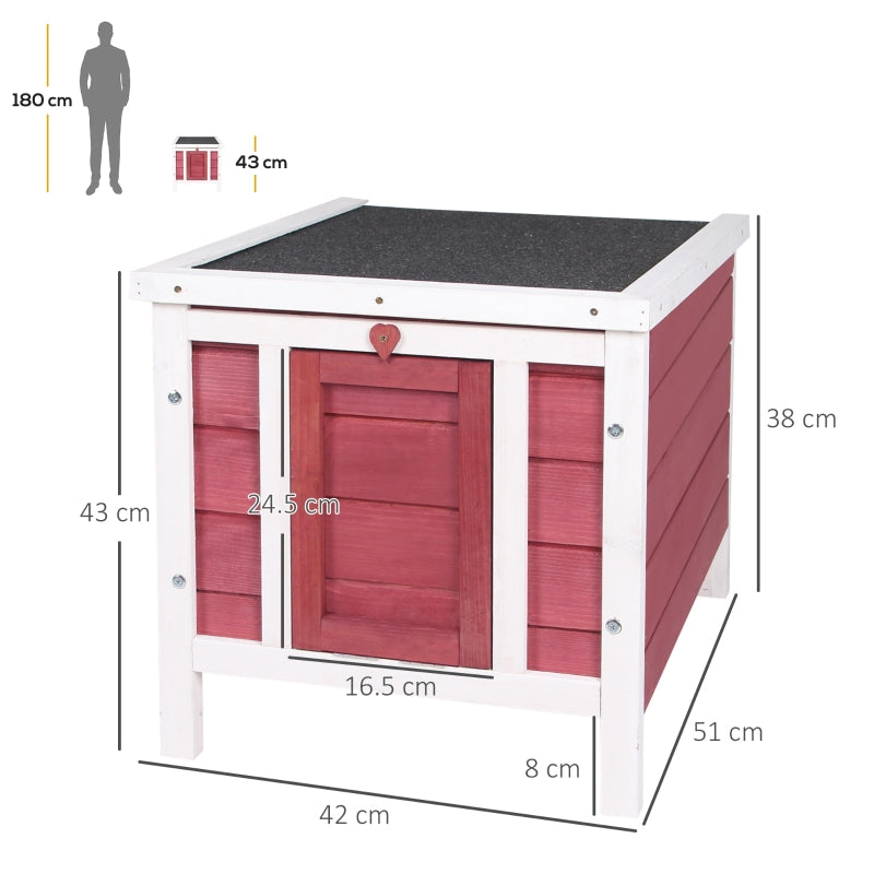 Rabbit Hutch Wooden, 51 x 42 x 43 cm, Red