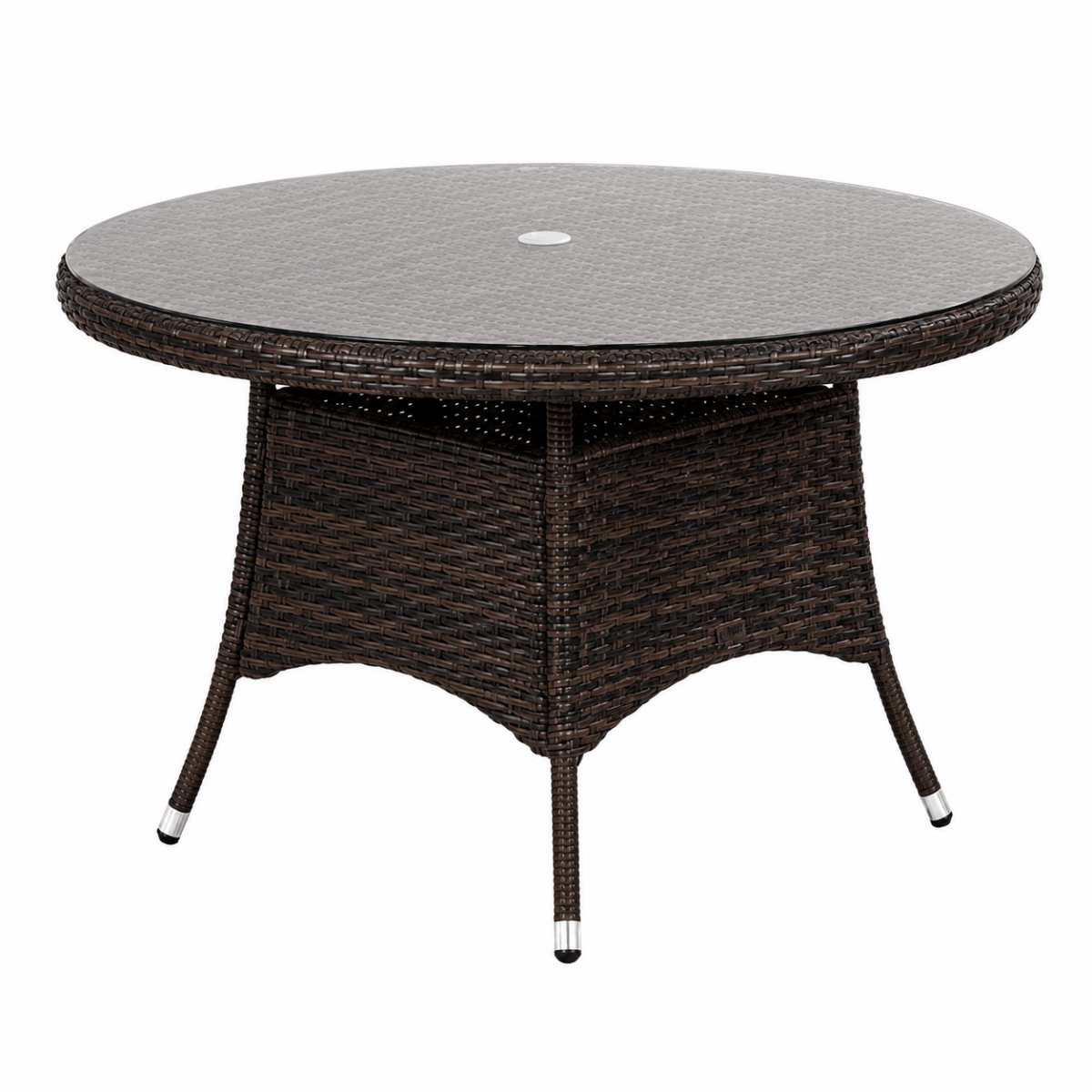 4 Seater Round Rattan Outdoor Dining Table - Garden Patio Dining Table