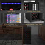 Wine Cooler, 50L 18 Bottle Freestanding with Glass Door, Black