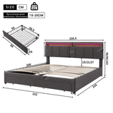 5ft King Upholstered Storage Bed with LED Lights – Hydraulic Bed with Drawers, Bed Box and Stowable Headboard
