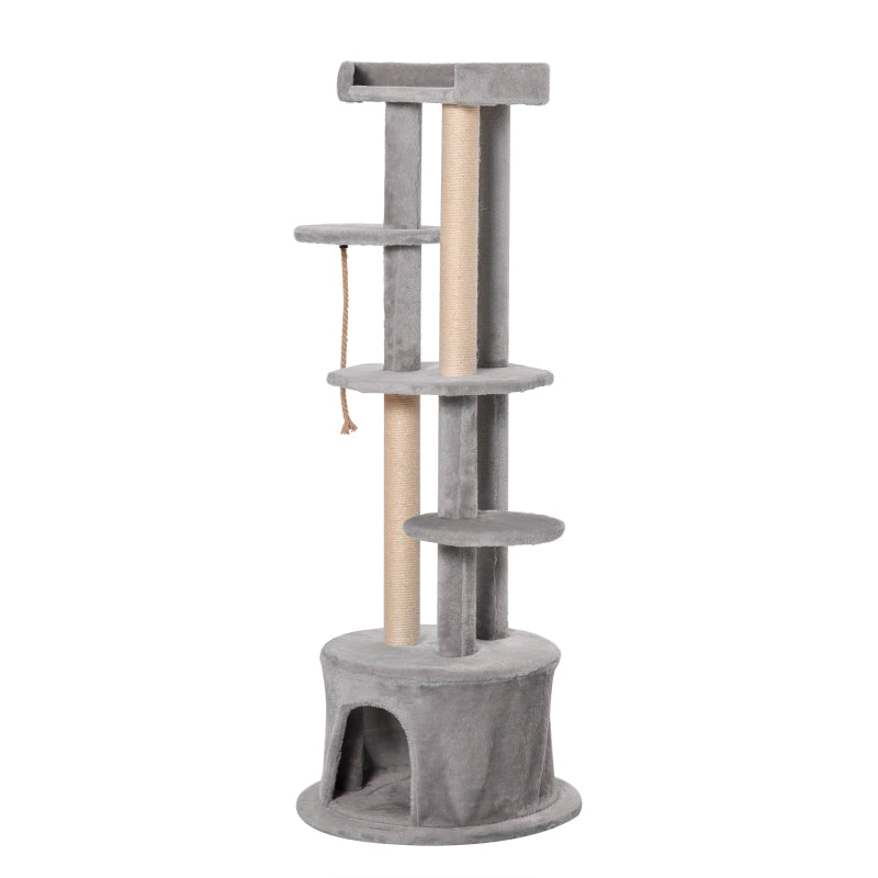 Cat Tree Multi-level Activity Centre with Scratching Post Condo Plush Perches, Grey