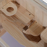 Hamster Cage Rodent Small Animals Play House, Natural Wood Finish