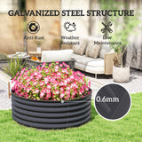 Galvanised Raised Garden Bed with Safety Edging, Outdoor Planter Box, 120 x 120 x 43cm, Dark Grey