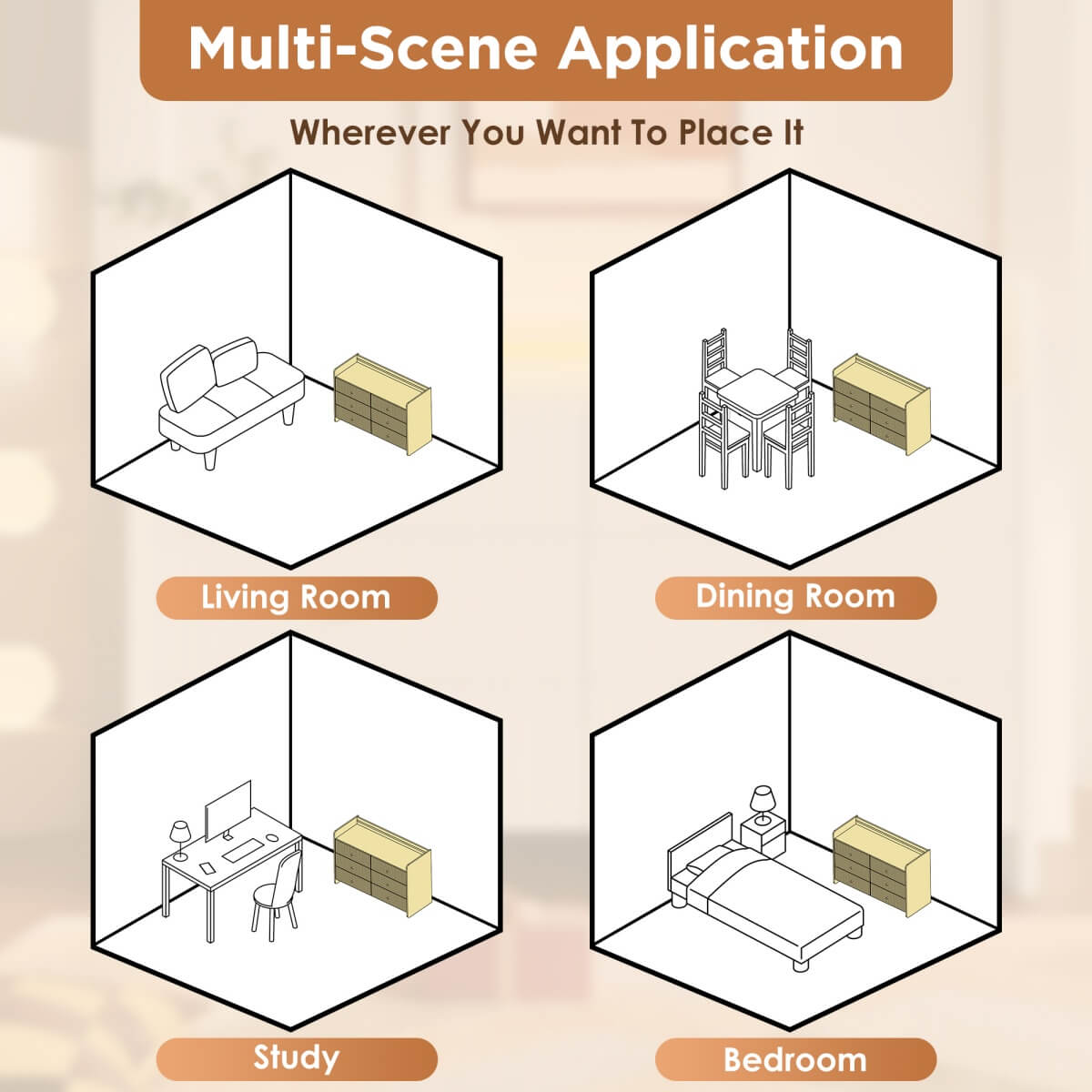 6-Drawer Fluted Sideboard with LED Lighting – Modern Storage Cabinet for Living Room, Bedroom or Dining Room