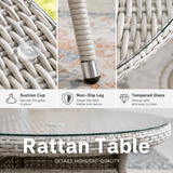4 Seater Round Rattan Outdoor Dining Table - Garden Patio Dining Table