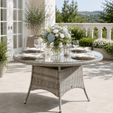 4 Seater Round Rattan Outdoor Dining Table - Garden Patio Dining Table