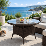 4 Seater Round Rattan Outdoor Dining Table - Garden Patio Dining Table