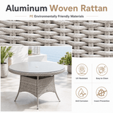 4 Seater Round Rattan Outdoor Dining Table - Garden Patio Dining Table