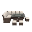 8-Seater Outdoor Corner Sofa Set with Rectangular Fire Pit Table and 3 Footstools - PAF-16591
