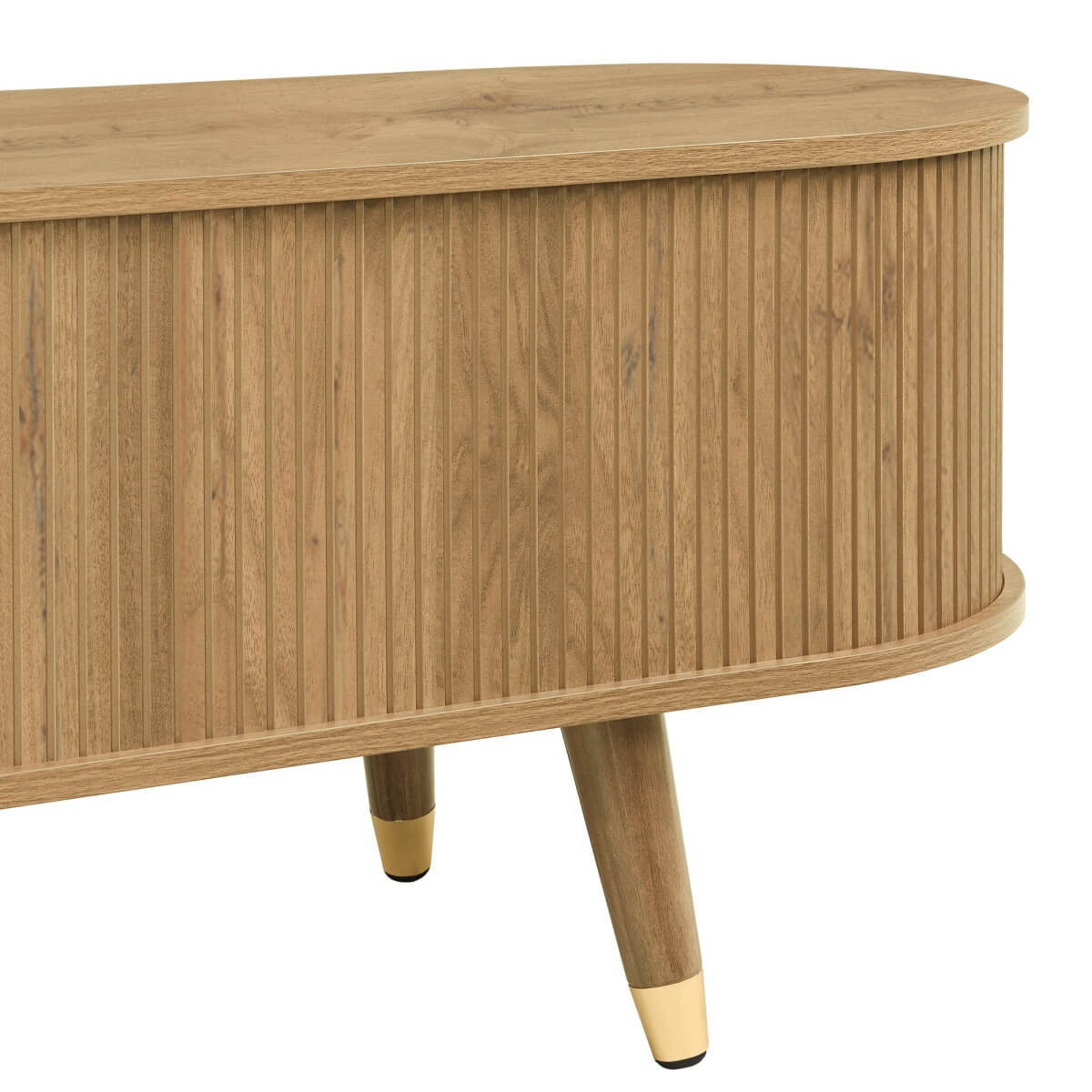 Modern TV Cabinet with Sliding Doors - Low TV Stand with Unique Design & Storage